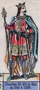 Retrato de Carlos IV de Francia, conocido como Carlos el Hermoso (1294-1328) (dinastía de los Capetos). Ilustración de finales del siglo XIX de French School