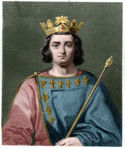 Retrato de Carlos IV el Hermoso (1294 - 1328), Rey de Francia - en “Histoire des Francais” de Lavallee, grabado de French School