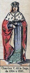 Retrato de Carlos V de Francia, conocido como Carlos el Sabio (1338-1380) (dinastía de los Capetos). Ilustración de finales del siglo XIX. de French School