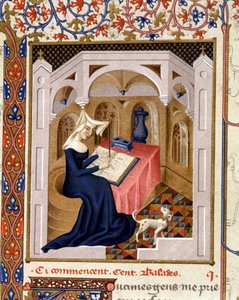 Retrato de Christine de Pisan (o Pizan) escribiendo - Miniatura de French School
