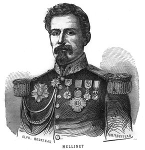 Retrato de Emile Henry Mellinet (1798-1894) general francés. Grabado en “Les Illustrations De L