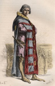 Retrato de Etienne Marcel, comerciante y político francés (1315-1358) - Etienne Marcel (1310-1358) preboste de los comerciantes de París - grabado de “L