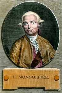 Retrato de Etienne de Montgolfier (1745 - 1799), inventor del globo aerostático. Grabado del siglo XVIII. Colección privada.