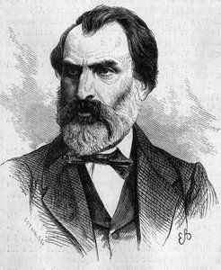 Retrato de Eugène Pelletan (1813-1884), político francés. Grabado en 