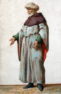 Retrato de Eustaquio de San Pedro, el más conocido de los seis burgueses de Calais. Cromolitografía de finales del siglo XIX. de French School