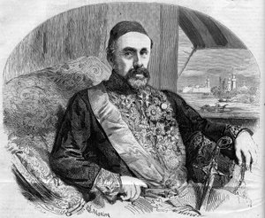 Retrato de Fouad (Fuad) Pasha (1815-1869), político y embajador turco. Grabado por Morin en “El Mundo Ilustre” n° 65 del 10 de julio de French School