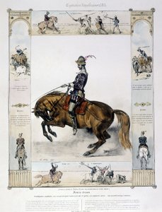 Retrato de Frédéric Grison en "Historia pintoresca de la equitación antigua y moderna" de Charles Aubry de French School