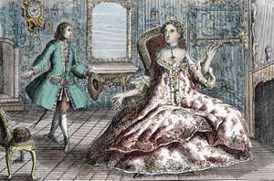 Retrato de la criminal francesa Marie Catherine Taperet Lescombat y de su amante Henri Mongeot (grabado) de French School