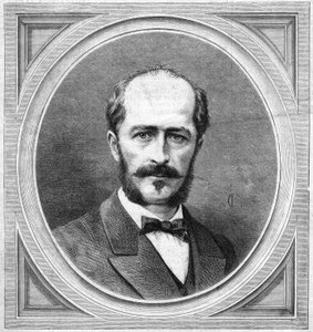 Retrato de Gustave Lambert (1824-1871), hidrógrafo y explorador francés, autor de un proyecto de expedición al Polo Norte. Grabado en “Le Monde Illustré” n°771 del 20 de enero.