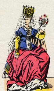 Retrato de Isabeau (Isabelle, Elisabeth) de Baviera (1371-1435), esposa de Carlos VI de Francia. (Dinastía Capeto). de French School