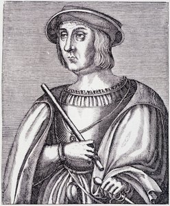 Retrato de Jacques II de Chabannes (La Palice) (1470-1525) grabado de "Louis XII et Anne de Bretagne" de Paul Lacroix, ed. Georges Hurtrel