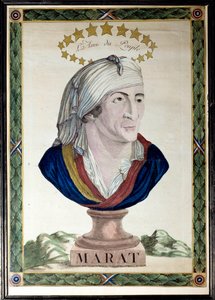 Retrato de Jean Paul Marat, médico, periodista y político francés (1743-1793), el amigo del pueblo. Aguafuerte con agua fuerte y buril del siglo XVIII. París, Museo Carnavalet. de French School