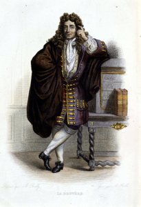 Retrato de Jean de La Bruyère, escritor y moralista francés (1645-1696) en Ed. Mennechet, "Le Plutarque français" de French School