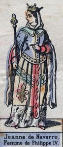 Retrato de Juana I de Navarra (1273-1304), esposa de Felipe IV de Francia. (dinastía de los Capetos). Ilustración de finales del siglo XIX.