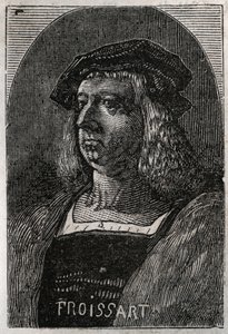 Retrato de John Froissart (Jean Froissart) (1337-1404), cronista francés de la Francia medieval - grabado en "Histoire de France" por Victor Duruy (1811-1894) - 1882
