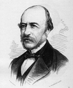 Retrato de Joseph Autran (1813-1877), poeta francés. Grabado en "Le Monde Illustré" n°1040 del 17 de marzo de 1877 de French School