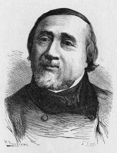 Retrato de Jules Francois Dupuis Delcourt (1802-1864), aeronauta francés - en "Álbum de la Ciencia; científicos ilustres; Grandes descubrimientos" 1896
