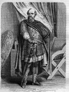 Retrato del Rey Esteban (Stephen) de Blois (1096-1154), último rey normando de Inglaterra. Grabado en "History of the Popes (...) Crimes of the Queen King and Emperors through the centuries" por Maurice Lachatre