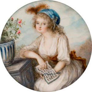 Retrato de Lady Lucy Byng 1ª Condesa de Bradford, c.1790 (óleo sobre marfil) de French School