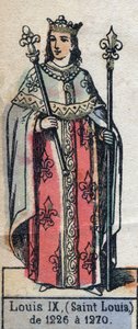Retrato de Luis IX de Francia, conocido como San Luis (1214-1270) (dinastía de los Capetos). Ilustración de finales del siglo XIX de French School