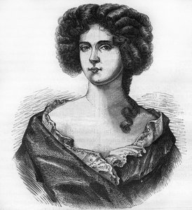 Retrato de Louise de Keroualle (1649-1734), Duquesa de Portsmouth y amante de Carlos II (1630-1685). Grabado en “La historia de la prostitución y la depravación entre todos los pueblos del mundo desde la antigüedad hasta el presente” por el Dr. Th. -F. Deb
