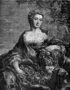Retrato de Madame de Chateauroux, Marie-Anne de Mailly-Nesle (1717-1744), favorita del rey Luis XV. Grabado en 
