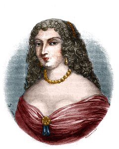 Retrato de Mademoiselle de la Fayette (Louise de La Fayette 1618-1665) amante titular pero sin funciones del rey Luis XIII vista la impotencia del señor. Grabado en "Histoire des papes-rois-reinas-et-empereurs a travers les siècles" de Mau