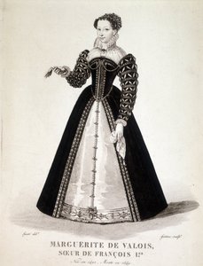 Retrato de Margarita de Navarra (Margarita de Valois, Margarita de Angulema o Margarita de Francia) (1492-1549) Reina de Navarra y Poetisa - siglo XIX de French School