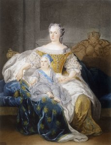 Retrato de Mary Leszczynska y el delfín de French School
