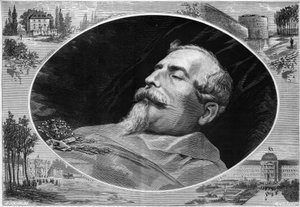 Retrato de Napoleón III (1808-1873), en su lecho de muerte. Grabado en “Le Monde Illustré” n°824 del 25 de enero. de French School