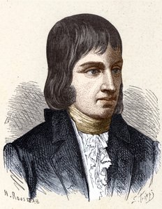 Retrato de Philippe Lebon (1769 - 1804), ingeniero y químico francés (inventor de la iluminación a gas) - en “Álbum de la Ciencia; científicos ilustres; Grandes descubrimientos” 1896.
