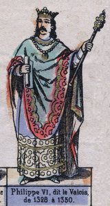 Retrato de Felipe VI de Francia, conocido como Felipe de Valois (1294-1350) (dinastía de los Capetos). Ilustración de finales del siglo XIX. de French School