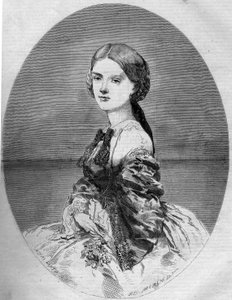 Retrato de la Princesa Clotilde de Saboya (1843-1911), futura esposa del Príncipe Napoleón (1822-1891). Grabado en 