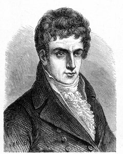 Retrato de Robert Fulton (1765 - 1815), mecánico estadounidense que construyó el primer submarino de hélice - en "Álbum de Ciencia; científicos ilustres; Grandes descubrimientos" 1896