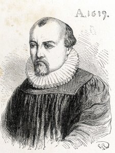 Retrato de Solomon de Caus (1576-1624), físico francés - en “Album of Science; illustrious scholars; Great Discoveries” 1896. de French School