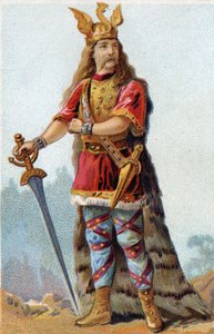 Retrato de Vercingétorix (72-46 a.C.), Rey de los Galos. Cromolitografía alrededor de 1890