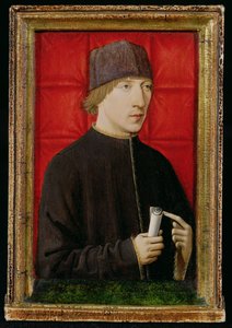 Retrato de un hombre sosteniendo un pergamino, c.1480-1510 de French School