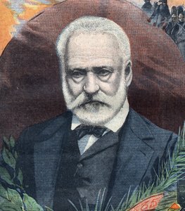 Retrato del escritor francés Victor Hugo (1802-1885). Grabado en "Le Petit Parisien"