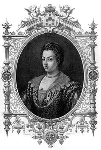 Retrato de la veneciana Bianca Cappello (1548 - 1587), esposa de Francisco de Médicis (Francesco de Medici). Grabado de 1862 en “Las Reinas del Mundo” por nuestros primeros escritores. Libro publicado bajo la dirección de J. G. D. Armengaud. de French School