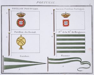 Banderas portuguesas, de un libro francés de banderas, c.1819 de French School