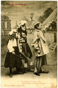 Postal: Navidad en el pueblo, y convierte el corazón en una fiesta, a la granja donde la sopa está lista. Fototipo Bienaimé y Dupont, Reims de French School