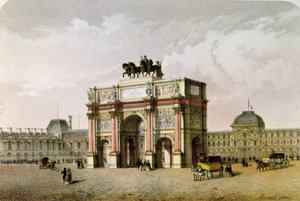 Postal del Arco de Triunfo del Carrusel, París de French School