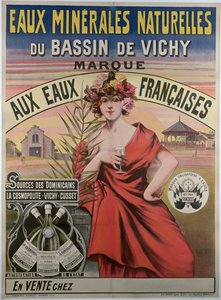 Póster publicitario de las aguas minerales naturales del cuenca de Vichy