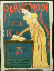 Cartel que anuncia suscripciones a la revista Paris Mode
