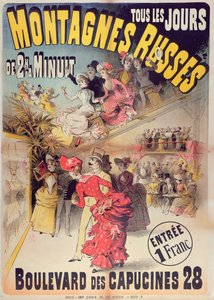 Póster publicitario de la Montagnes Russes Roller Coaster en el Boulevard des Capucines, París, 1888