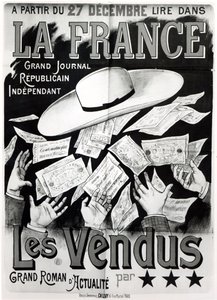 Póster publicitario de la novela Les Vendus sobre el Asunto de Panamá, c. 1892-95