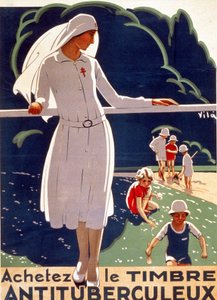 Póster para “Compra el parche de TB” publicado por el Comité Nacional para la Defensa contra la Tuberculosis. Litografía 1917. de French School