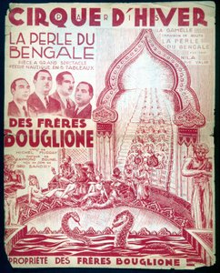 Cartel para el espectáculo de los hermanos Bouglione “La perla de Bengala” en el Cirque d