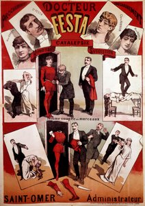 Cartel de presentación del espectáculo de magia del ilusionista Doctor Festa, principios del siglo XX (impresión)