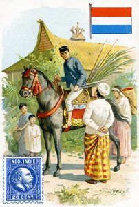 Cartero entregando una carta en las Indias Orientales Neerlandesas, finales del siglo XIX de French School